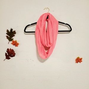 NWOT Pink/White striped Infinity Scarf